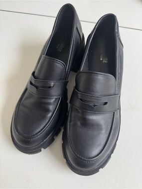 Black Platform Penny Loafers for Women - Chunky Sole